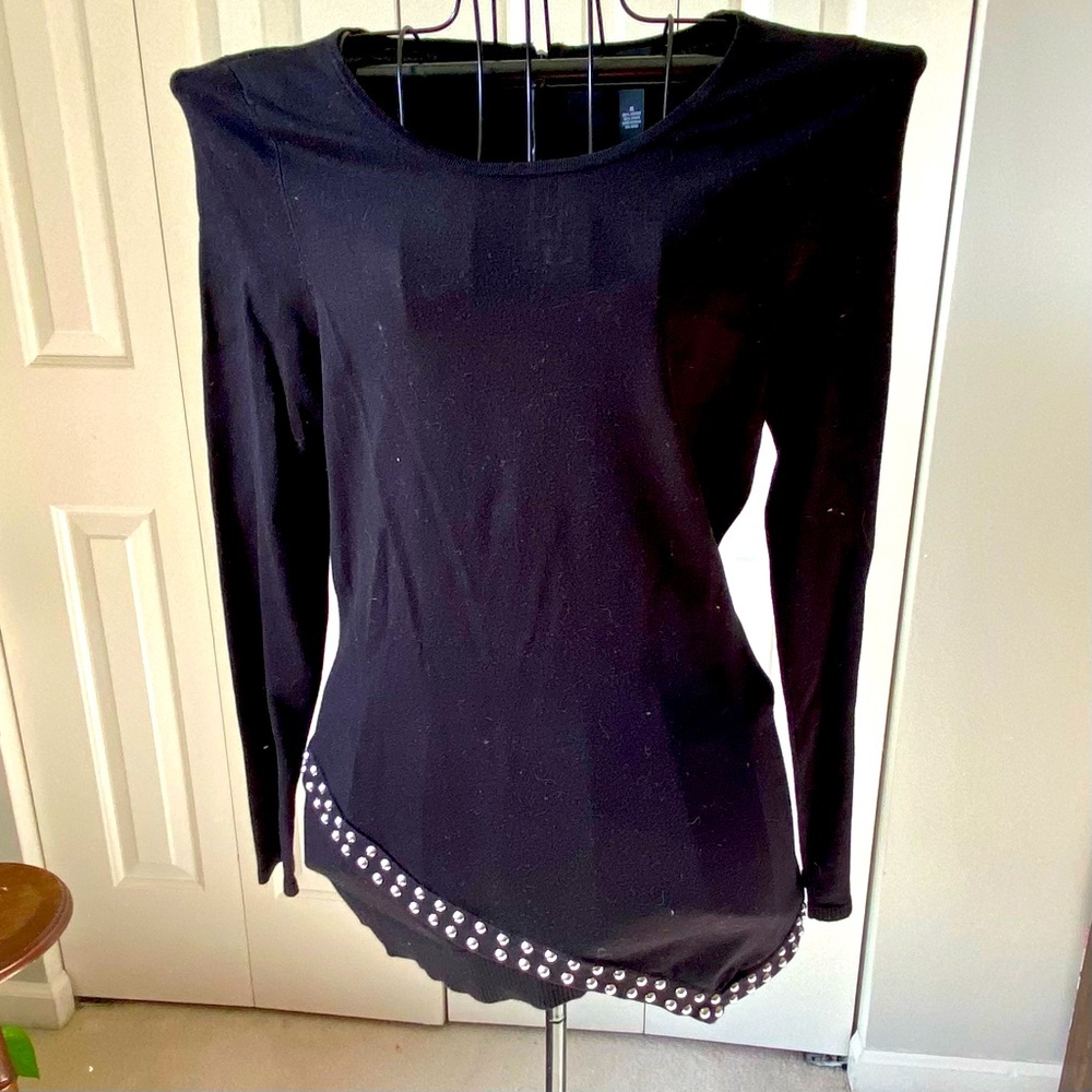 Womens Asymmetric Sweater with Stud Detail